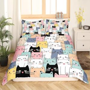 Juego de funda de edredón para gatos, juego de ropa de cama…