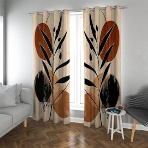 Cortinas con estampado de hojas de plantas Cortinas de esti…