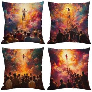 Abstracto Cojines Exterior Impermeable Lino Grande Fundas C…