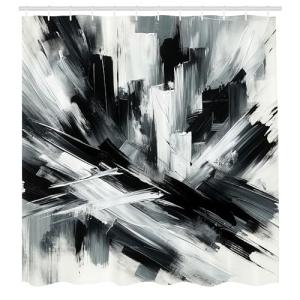 ABAKUHAUS Blanco y Negro Cortina de Baño, Arte Abstracto de…