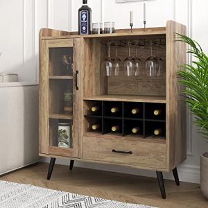 SogesHome Armario Buffet para Vino con Puerta de Cristal y…