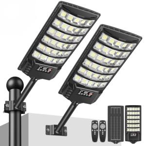PEAKRO Farolas Solares Exterior, 400W Potente Focos LED Sol…
