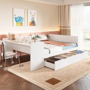 Kebnor Cama plana de madera, con escritorio, equipada con 2…