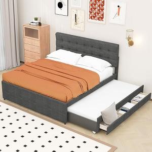 Moimhear Cama tapizada, doble, cama familiar, cama matrimon…