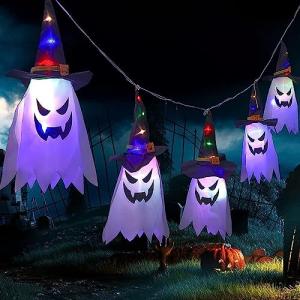 Halloween Fantasmas Colgantes con Luces, 5 Piezas Decoració…