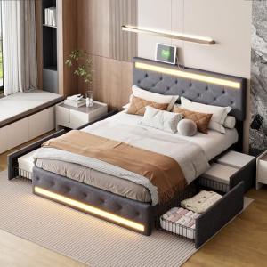 Plcnn Cama de matrimonio con 4 cajones, 180 x 200 cm, cama…