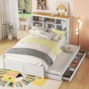 Moimhear Cama plana con varios compartimentos de almacenami…