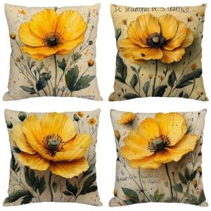 Amarillo Cojines Exterior Impermeable Lino Fundas Cojines 7…