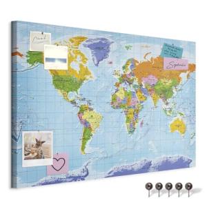 murando - Mapamundi con tablero para clavar chinchetas 90x6…