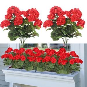 Laelfe Geranios Artificiales Exterior, Ramo de Geranios Flo…