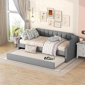 KecDuey Cama Tapizada 90 x 200 cm, Sofá Extensible de Tela…