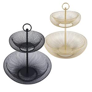 Acesunny Cesta de pan de 2 capas, cesta de metal soldada a…