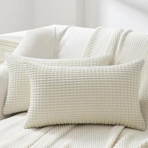Topfinel Fundas Cojines 30x50 Funda Cojin Beige de Pana Dec…