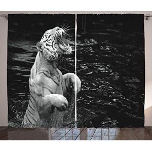 ABAKUHAUS Blanco Negro Cortinas, Exótico Tigre Blanco, Sala…