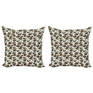 ABAKUHAUS Tropical Set de 2 Fundas para Cojín, Cocos Hojas…