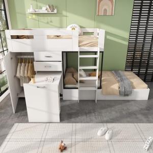 Sapgaks Litera con escritorio extensible y armario, cama in…