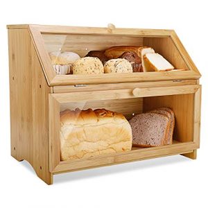Panera de madera con puerta enrollable para guardar panes Larga