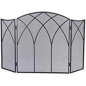 Pantalla Protectora para Chimenea, 3 Paneles, diseño orname…