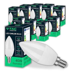 V-TAC 10x Bombillas LED Vela E14-4,5W (Equivalente a 40W) -…