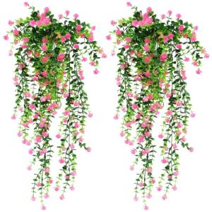 WakiHong 2 Piezas Plantas Artificiales Colgantes Flores Art…