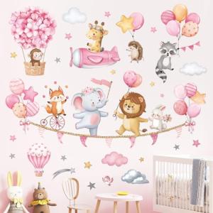 decalmile Pegatinas de Pared Animales Globos Rosa Vinilos D…