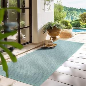 HomebyHome Alfombra Exterior Interior 80 x 150 cm Azul Resi…