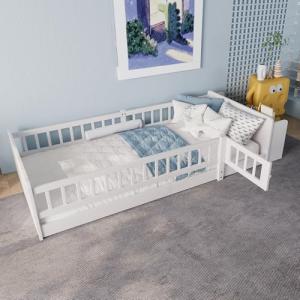 Moimhear Cama de madera, cuna, madera de pino, almacenamien…