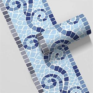 Borde del papel pintado Patrón de mosaico azul Auto Adhesiv…