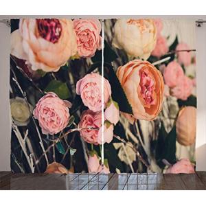 ABAKUHAUS Vintage Rose Cortinas, Arte rústico Ramo, Sala de…