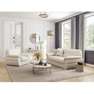 Vente-unique-Sillón de Piel Thibault - Blanco Marfil