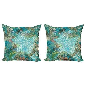 ABAKUHAUS Libélula Set de 2 Fundas para Cojín, Fantasía Flo…