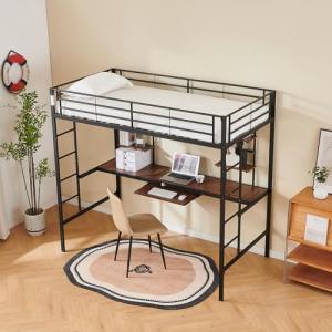 Cama Alta Adulto, Litera con Escritorio, Estructura de Meta…