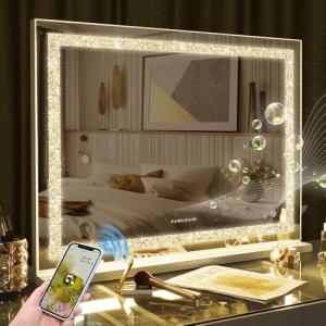 FENCHILIN Espejo de maquillaje con Bluetooth, 80 x 60 cm, e…