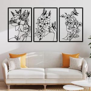 SenaiMy 3 Piezas Decorativas Pared Metalicos Negro Decoraci…