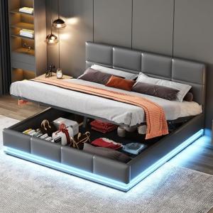 Moimhear Cama doble acolchada de 160 x 200 cm, con somier d…