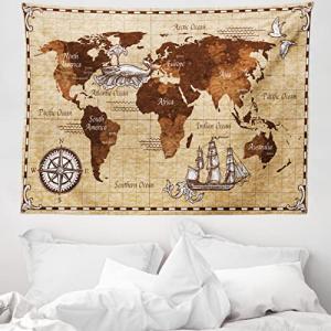 ABAKUHAUS Mapa Tapiz de Pared y Cubrecama Suave, Mapa del M…