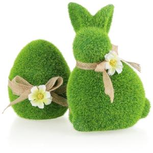 com-four® 2X Figura Decorativa - Conejito de Pascua y Huevo…