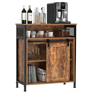 DlandHome Aparador de comedor con puerta corrediza, armario…