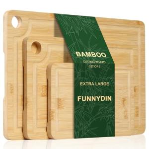 Funnydin Bambú Tabla de Cortar Juego de 3, Diferentes Tamañ…