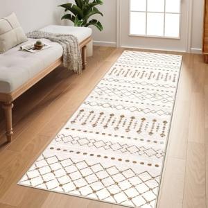 Homcomodar Alfombra de Pasillo Lavables 65x180cm Boho Beige…