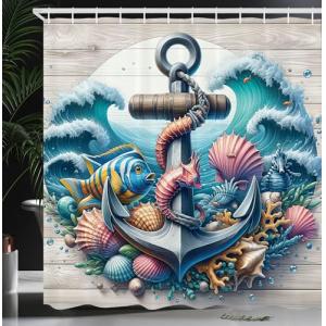 ABAKUHAUS Náutico Cortina de Baño, Escena Submarina de Olas…