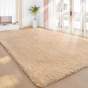 Sour Lemon Alfombra de pelo largo beige para salón, 140 x 2…