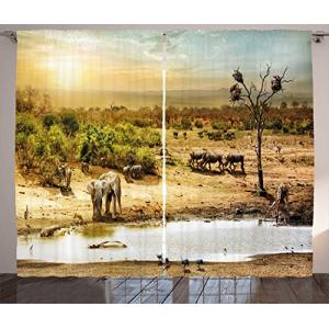 ABAKUHAUS Jirafa Cortinas, African Safari Wildlife, Sala de…