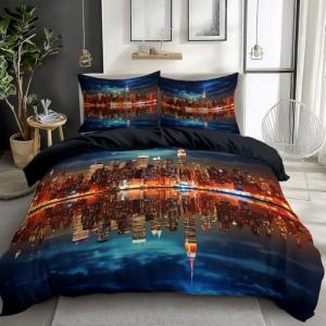 Azul Funda Nórdica 150x220 cm (Cama 90) Edificios del Horiz…