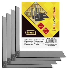 Idena 10843 - Sujetalibros de Metal, Negro, 4 Soportes, 14…