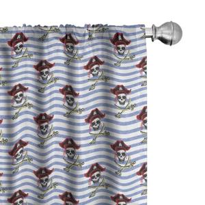 ABAKUHAUS Piratas Juego de 2 Paños Cortinas, Jolly Roger en…