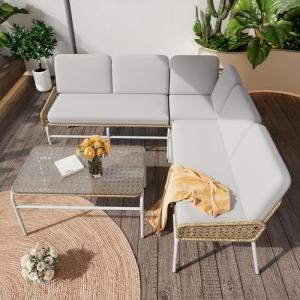Moimhear Juego de muebles de polirratán, conjunto de mueble…