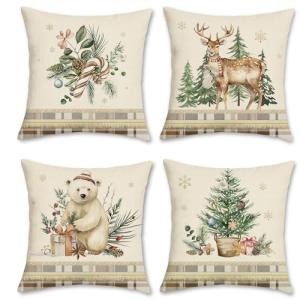 Bonhause Fundas Cojines Navidad Invierno Animales 45 x 45 c…