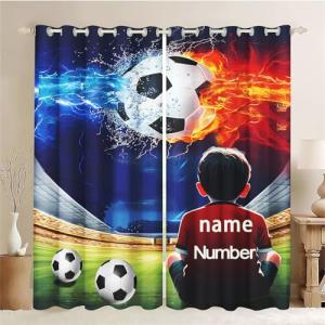 CHEFFS Cortinas opacas de fútbol con ojales, juego de 2 cor…