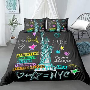 SJSXWQN Funda Nordica Cama 135 Negro Nueva York Nordico Cam…
